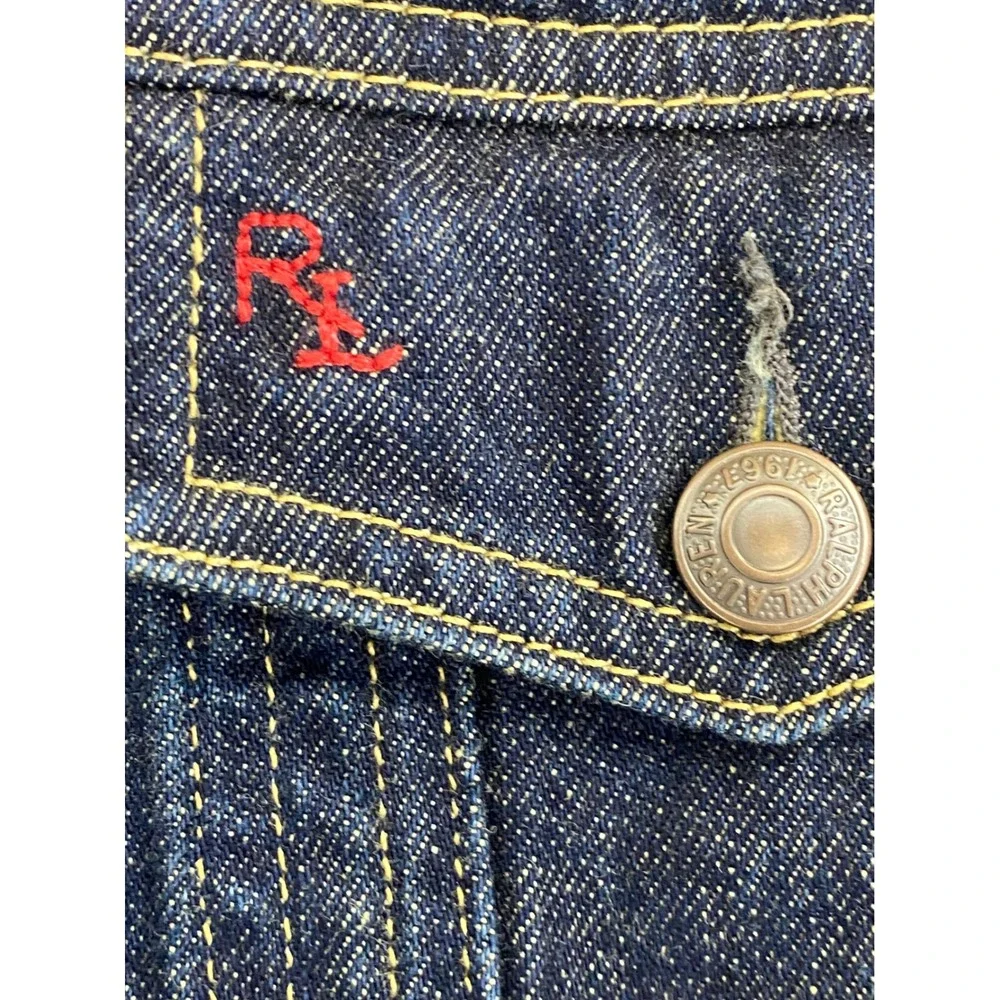 Polo Ralph Lauren Youth Size 18 teen Indigo Denim Jacket Blue Cotton RL Logo